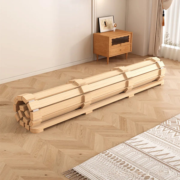 RESTORA Roll-Up Wooden Slat Bed Base — Solid Pine