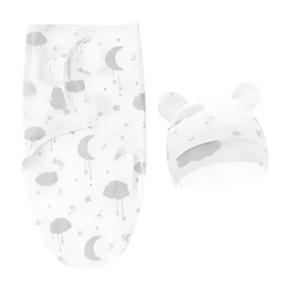 RESTORA Newborn Adjustable Baby Swaddle Blanket With Hat Set Baby 0-3 Months