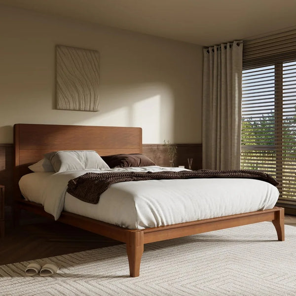 RESTORA Queen Japanese Joinery Bamboo Bed Frame - Signature Edition with Headboard