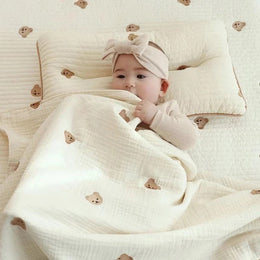 RESTORA Baby Cotton Blanket Embroidered