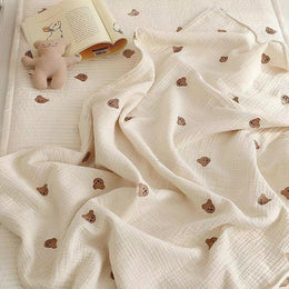 RESTORA Baby Cotton Blanket Embroidered
