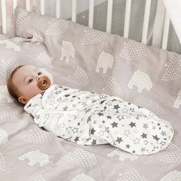 RESTORA Newborn Adjustable Baby Swaddle Blanket With Hat Set Baby 0-3 Months