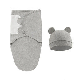 RESTORA Newborn Adjustable Baby Swaddle Blanket With Hat Set Baby 0-3 Months