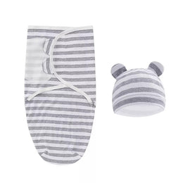 RESTORA Newborn Adjustable Baby Swaddle Blanket With Hat Set Baby 0-3 Months