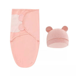 RESTORA Newborn Adjustable Baby Swaddle Blanket With Hat Set Baby 0-3 Months