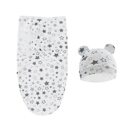 RESTORA Newborn Adjustable Baby Swaddle Blanket With Hat Set Baby 0-3 Months